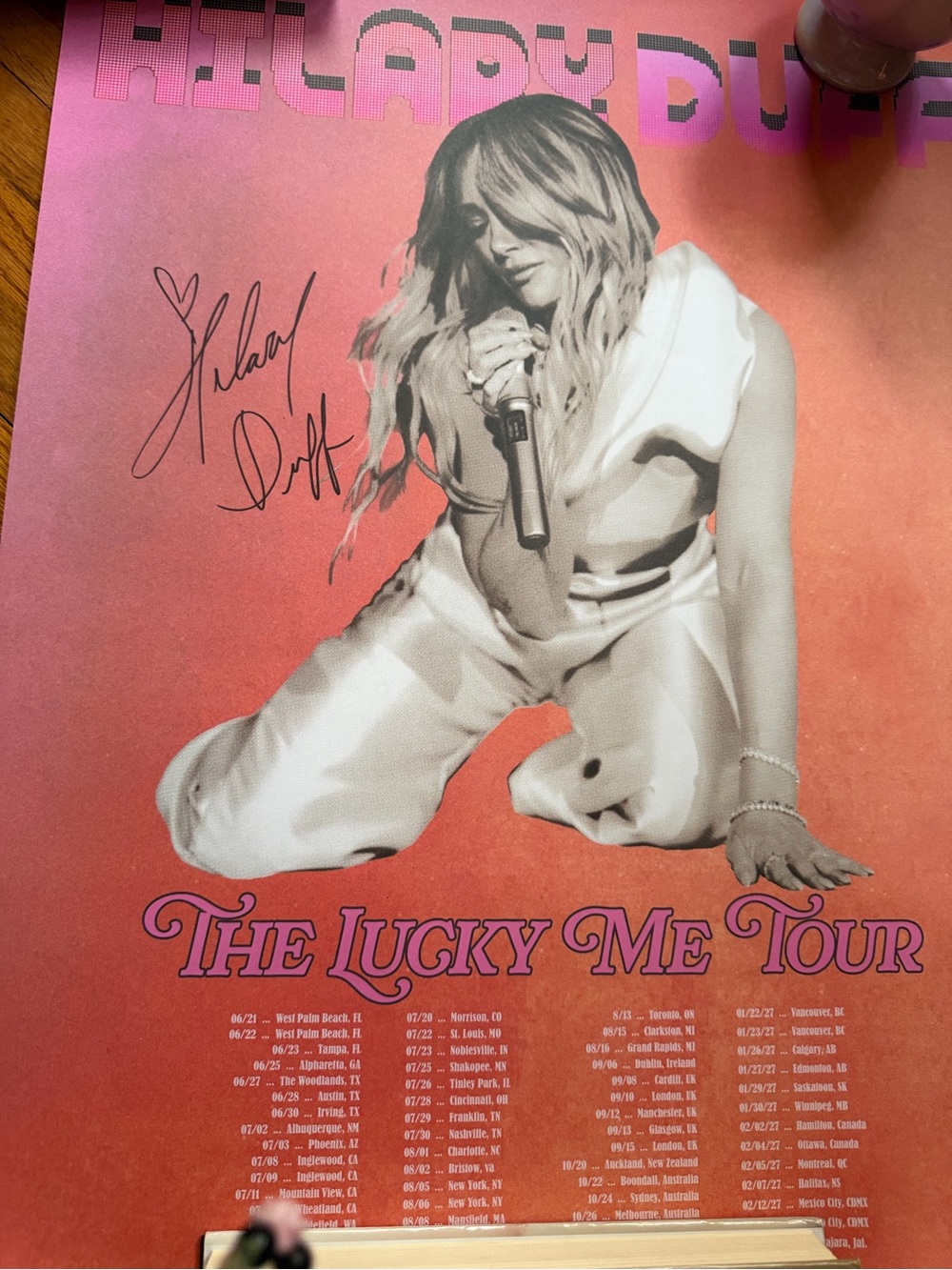 The Lucky Me Tour Poster - Pink Gradient with Singer Image
